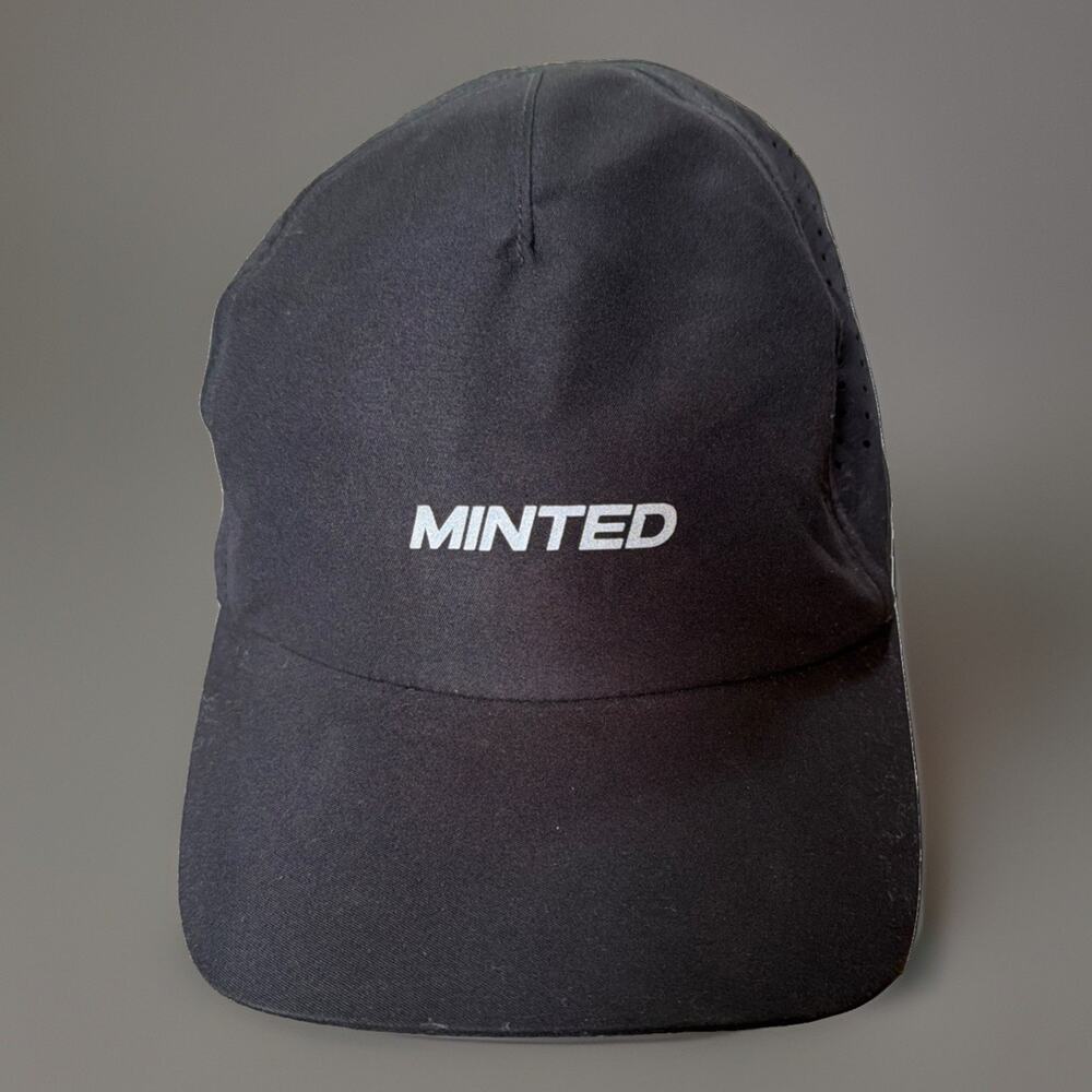 Minted New York Run Club Mesh Cap Hat Lightweight One Size Adjust Black Reflect